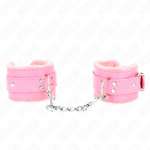 KINK - FUR LINED WRIST RESTRAINTS PINK WITH PINK BELT ADJUSTABLE 17-29 CM X 6 CM