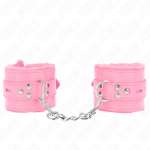 KINK - FUR LINED WRIST RESTRAINTS WITH SQUARE HOLES PINK AND PINK BELT ADJUSTABLE 17-29 CM X 6 CM