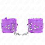 KINK - FUR LINED WRIST RESTRAINTS WITH SQUARE HOLES PURPLE AND PURPLE BELT ADJUSTABLE 17-29 CM X 6 CM