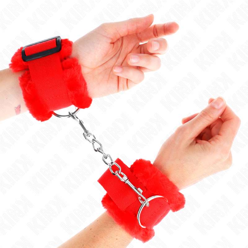 KINK - FURRY LINED WRIST RESTRAINTS RED ADJUSTABLE 17-31 CM X 7 CM KINK - FURRY LINED WRIST RESTRAINTS RED ADJUSTABLE 17-31 CM X 7 CM