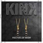KINK - GOLD THIN NIPPLE CLAMPS WITH 3 BLACK GLASS BEADS 7 CM