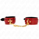 KINK - JOANNA ANGEL WRIST CUFFS RED ADJUSTABLE WITH GOLD CHAIN 16.5-26 CM X 4 CM