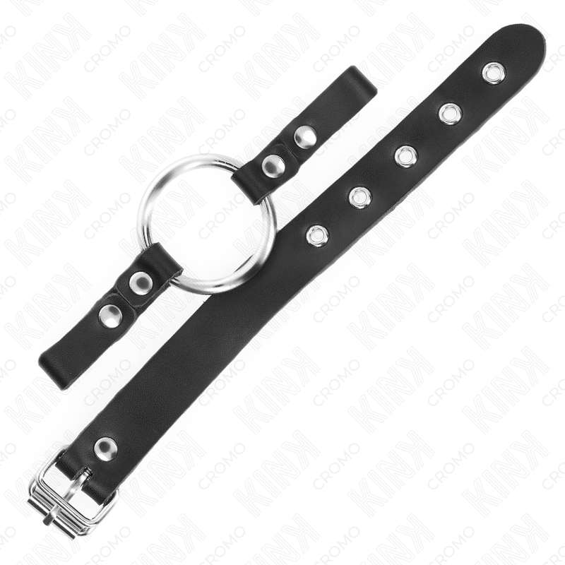 KINK - LEATHER PENIS RING WITH BUCKLE CLOSURE 22 X 2 CM WITH METAL RING 4 CM KINK - LEATHER PENIS RING WITH BUCKLE CLOSURE 22 X 2 CM WITH METAL RING 4 CM