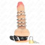 KINK - LEATHER PENIS RING WITH LOCK STRAP 21 X 2 CM AND 5 METAL RINGS FROM 3 CM TO 4 CM