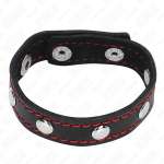 KINK - LEATHER PENIS RING WITH PRESSURE CLOSURE RED LINING 21 X 1.5 CM
