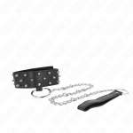 KINK - NECKLACE WITH LEASH 65 CM WITH SILVER STUDS MODEL 5 ADJUSTABLE 36-43 CM X 5 CM