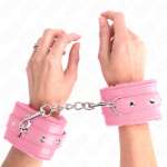 KINK - PREMIUM FUR LINED WRIST RESTRAINTS PINK WITH PINK BELT ADJUSTABLE 17-29 CM X 6 CM