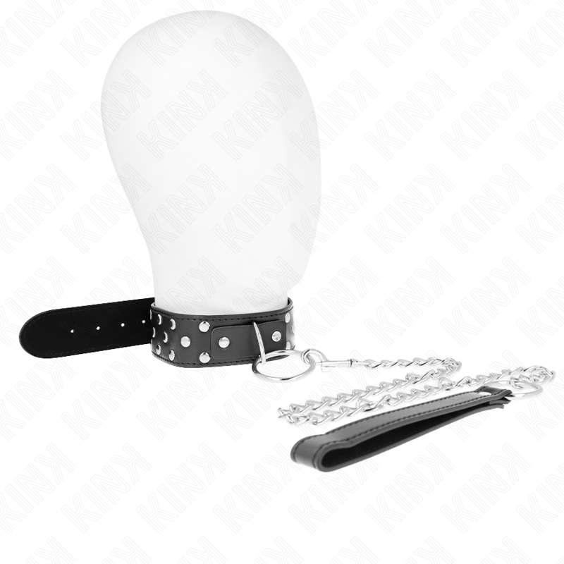 KINK - RING RIVET STRAP NECKLACE WITH BELT 65 CM BLACK ADJUSTABLE 36-50 CM X 3.8 CM KINK - RING RIVET STRAP NECKLACE WITH BELT 65 CM BLACK ADJUSTABLE 36-50 CM X 3.8 CM