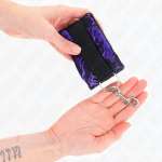 KINK - SHORT VELVET LACE WRIST RESTRAINTS AND NYLON BIND PURPLE / BLACK 23 X 6.5 CM