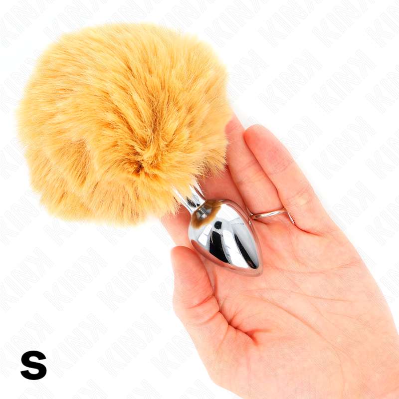 KINK - STAINLESS STEEL PLUG 7 x 3 CM WITH BEIGE FAUX FUR RABBIT TAIL 8 CM KINK - STAINLESS STEEL PLUG 7 x 3 CM WITH BEIGE FAUX FUR RABBIT TAIL 8 CM