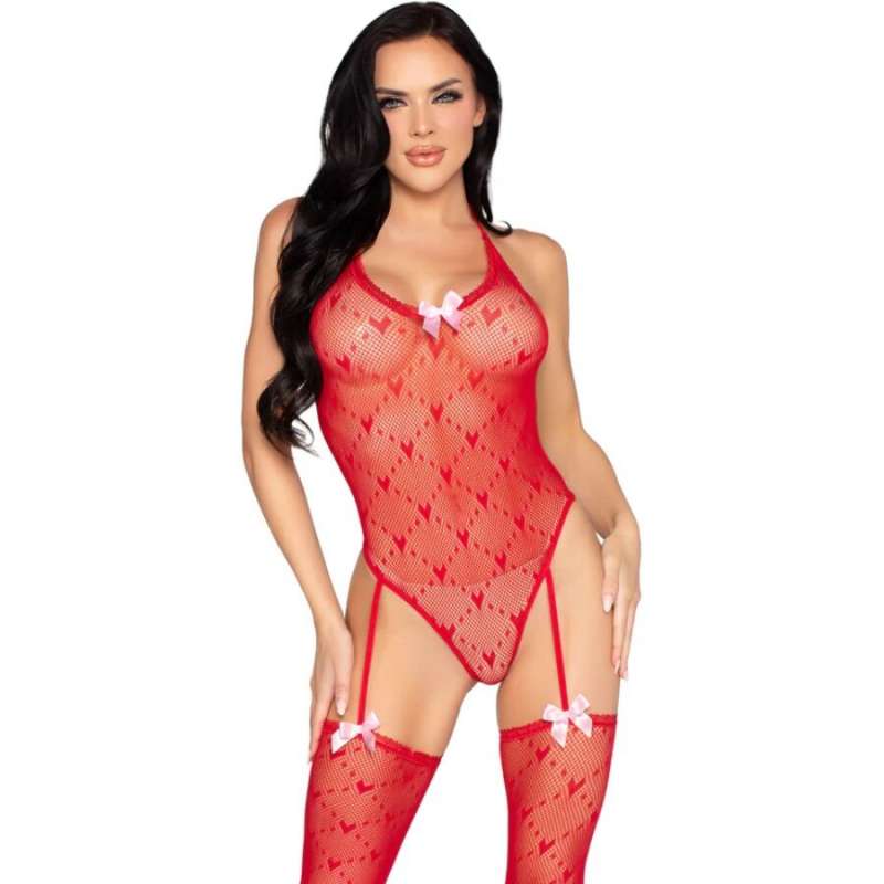 LEG AVENUE - 89360 OPEN BACK BODYSUIT WITH GARTER BELT RED - ONE SIZE LEG AVENUE - 89360 OPEN BACK BODYSUIT WITH GARTER BELT RED - ONE SIZE