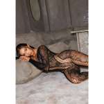LEG AVENUE - 89369 NET & LACE JUMPSUIT BLACK - ONE SIZE