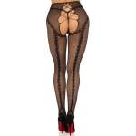 LEG AVENUE - CROTCHLESS FISHNET STOCKINGS BLACK
