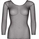 LEG AVENUE - FISHNET LONG SLEEVE T-SHIRT BLACK