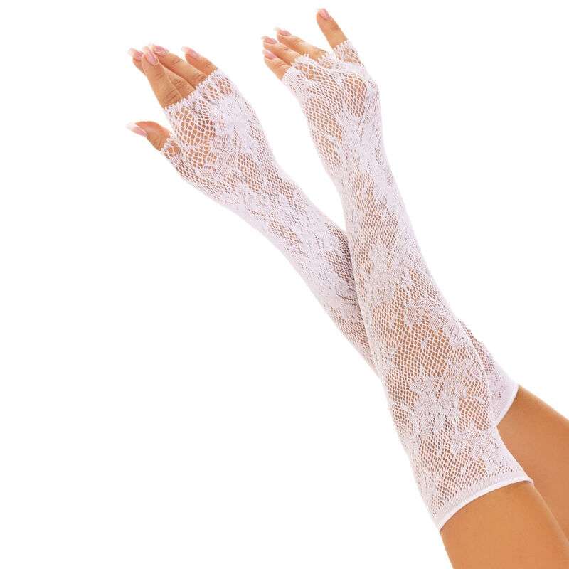 LEG AVENUE - FLORAL NETWORK FINGERLESS GLOVES WHITE LEG AVENUE - FLORAL NETWORK FINGERLESS GLOVES WHITE
