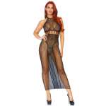 LEG AVENUE - HALTER DUAL NET BACKLESS DRESS