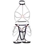 LEG AVENUE - HARNESS BRA & PEARL GARTER L