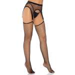 LEG AVENUE - INDUSTRIAL NET STOCKINGS WITH O RING ATTACHED GARTER BELT ONE SIZE