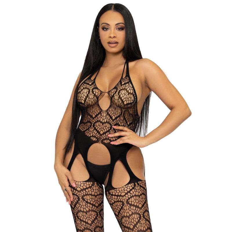 LEG AVENUE - NET BODYSTOCKING WITH STRAPS ONE SIZE - BLACK LEG AVENUE - NET BODYSTOCKING WITH STRAPS ONE SIZE - BLACK