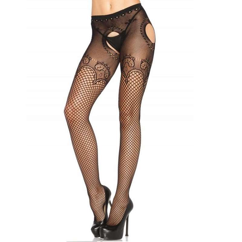 LEG AVENUE - PANTIE IN ELEGANT BLACK EMBROIDERED NET LEG AVENUE - PANTIE IN ELEGANT BLACK EMBROIDERED NET