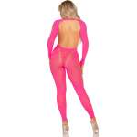 LEG AVENUE - PINK OPEN BACK BODYSTOCKING ONE SIZE