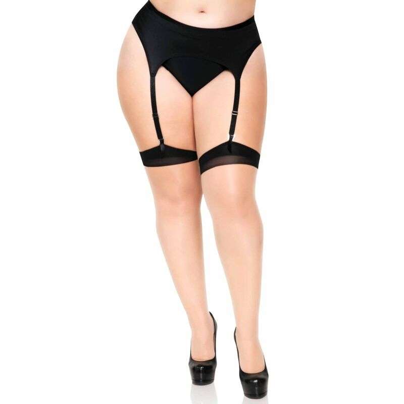 LEG AVENUE - PLUS LYCRA SHEER 2 TONE THIGH HIGH WITH BACKSEAM AND CUBAN HEEL LEG AVENUE - PLUS LYCRA SHEER 2 TONE THIGH HIGH WITH BACKSEAM AND CUBAN HEEL