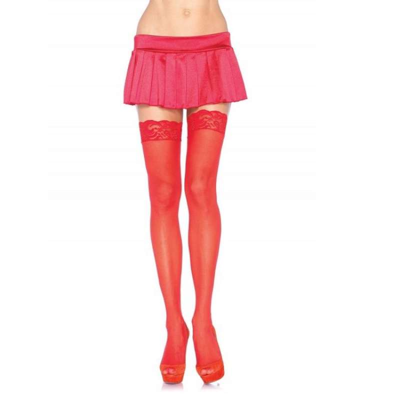 LEG AVENUE - RED TIGHTS WITH LACE TOP LEG AVENUE - RED TIGHTS WITH LACE TOP