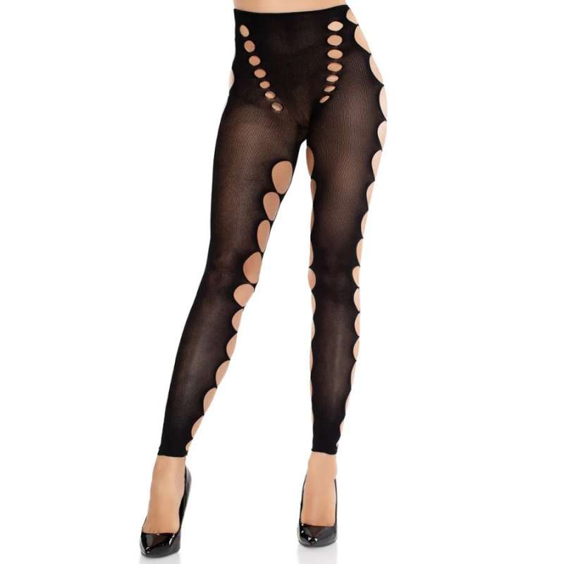 LEG AVENUE - SEAMLESS OPAQUE STOCKINGS WITH CUTOUT AT THE FEET BLACK LEG AVENUE - SEAMLESS OPAQUE STOCKINGS WITH CUTOUT AT THE FEET BLACK