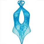 LEG AVENUE - TEDDY HALTER WITH LACE BLUE