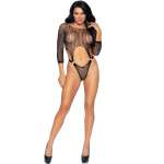 LEG AVENUE - TOP BODYSUIT WITH THONG BACK ONE SIZE - BLACK