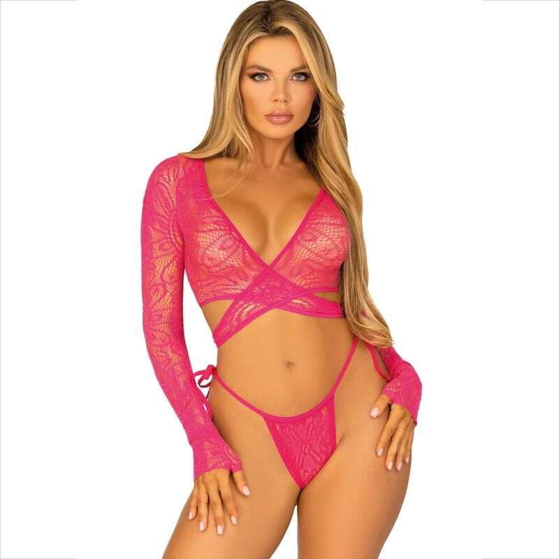 LEG AVENUE - TOP CROP LACE WITH THONG LEG AVENUE - TOP CROP LACE WITH THONG