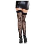 LEG AVENUE - WORSHIP ME LACE STOCKINGS BLACK