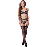 LIVCO CORSETTI FASHION - KEILA LC 20245 BRA + GARTER BELT + PANTY BLACK L/XL