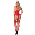LIVCO CORSETTI FASHION - LIMPID SNOWFLAKES LC 90604 BODY + STOCKINGS + CHRISTMAS HEADBAND L/XL