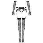 LIVCO CORSETTI FASHION - NEMALIA SET GARTER + STOCKINGS + GLOVES BLACK