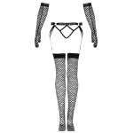 LIVCO CORSETTI FASHION - NEMALIA SET GARTER + STOCKINGS + GLOVES BLACK