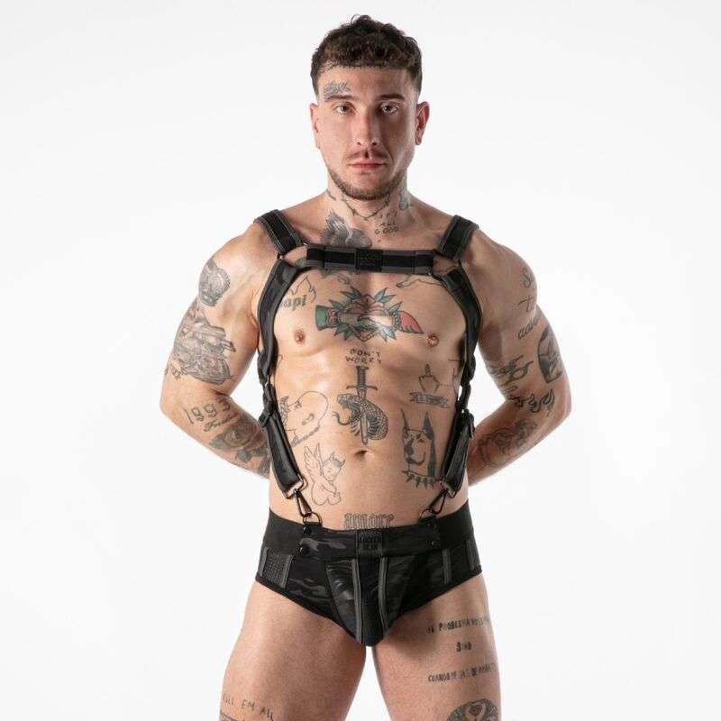 LOCKER GEAR - FULL MILITARY ACCESS HARNESS BLACK S/M LOCKER GEAR - FULL MILITARY ACCESS HARNESS BLACK S/M