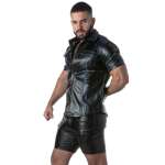 LOCKER GEAR - Punch Hole Leatherette Shirt Blue M