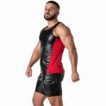 LOCKER GEAR - Punch Hole Leatherette Tank Top Punainen XL
