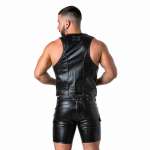 LOCKER GEAR - Reikäkuvioinen tekonahkaliivi khaki S