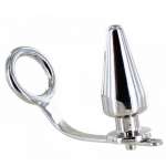 METAL HARD - STEEL RING WITH ANAL PLUG 45 X 50MM