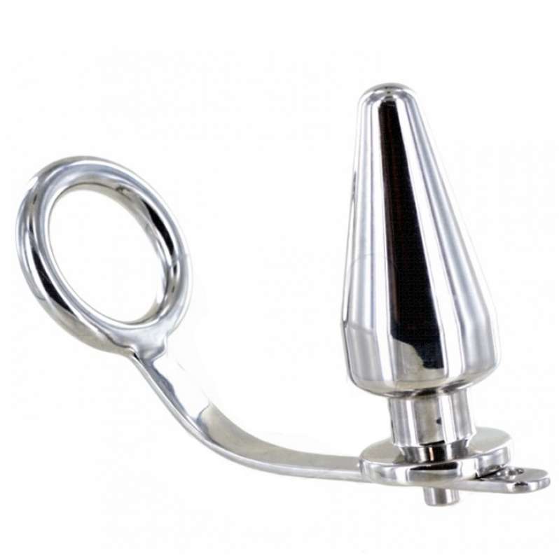 METAL HARD - STEEL RING WITH ANAL PLUG 80 X 55 MM METAL HARD - STEEL RING WITH ANAL PLUG 80 X 55 MM