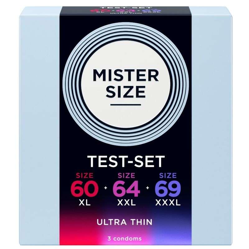 MISTER SIZE - SAMPLE PACK CONDOMS SIZE 60-64-69 MM (3 UNITS) MISTER SIZE - SAMPLE PACK CONDOMS SIZE 60-64-69 MM (3 UNITS)