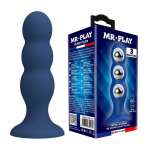 MR PLAY - ANAL PLUG WITH METAL BALLS AND SUCTION CUP BLUE