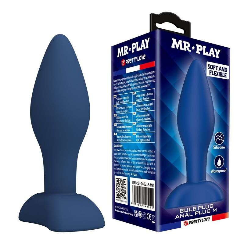 MR PLAY - TAPERED SILICONE ANAL PLUG BLUE M