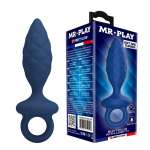 MR PLAY - TEXTURED ANAL PLUG WITH RING BLUE M