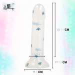 MYTHOLOGY - Lyra 4 silikoninen dildo 17 cm Ø 3,6 cm kirkas, kukkakuviot