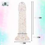 MYTHOLOGY - Lyra 5 silikonidildo 17 cm Ø 3,6 cm läpinäkyvä pilkullinen