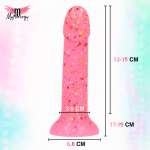 MYTHOLOGY - Lyra 6 silikonidildo 17 cm Ø 3,6 cm pinkki punainen täplikäs