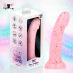 MYTHOLOGY - Lyra 9 silikonidildo 17 cm Ø 3,6 cm kirkkaan pinkki punaisin pilkuin